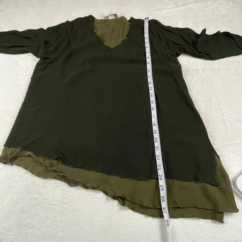 Dinah Lee Womens 1X Rayon Georgette 2 Piece Pant Set Olive Green Black Lagenlook